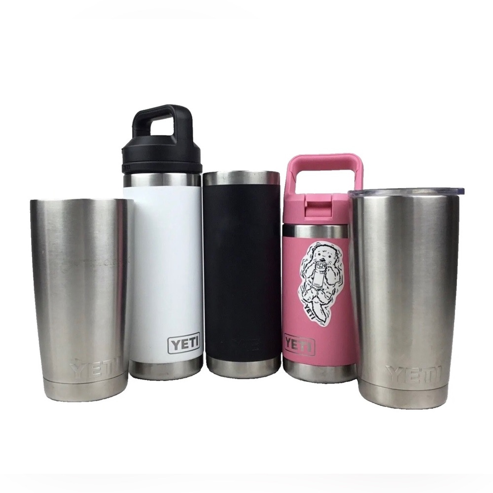 YETI Lot of Vacuum Insulated Steel Tumblers and Water Bottles